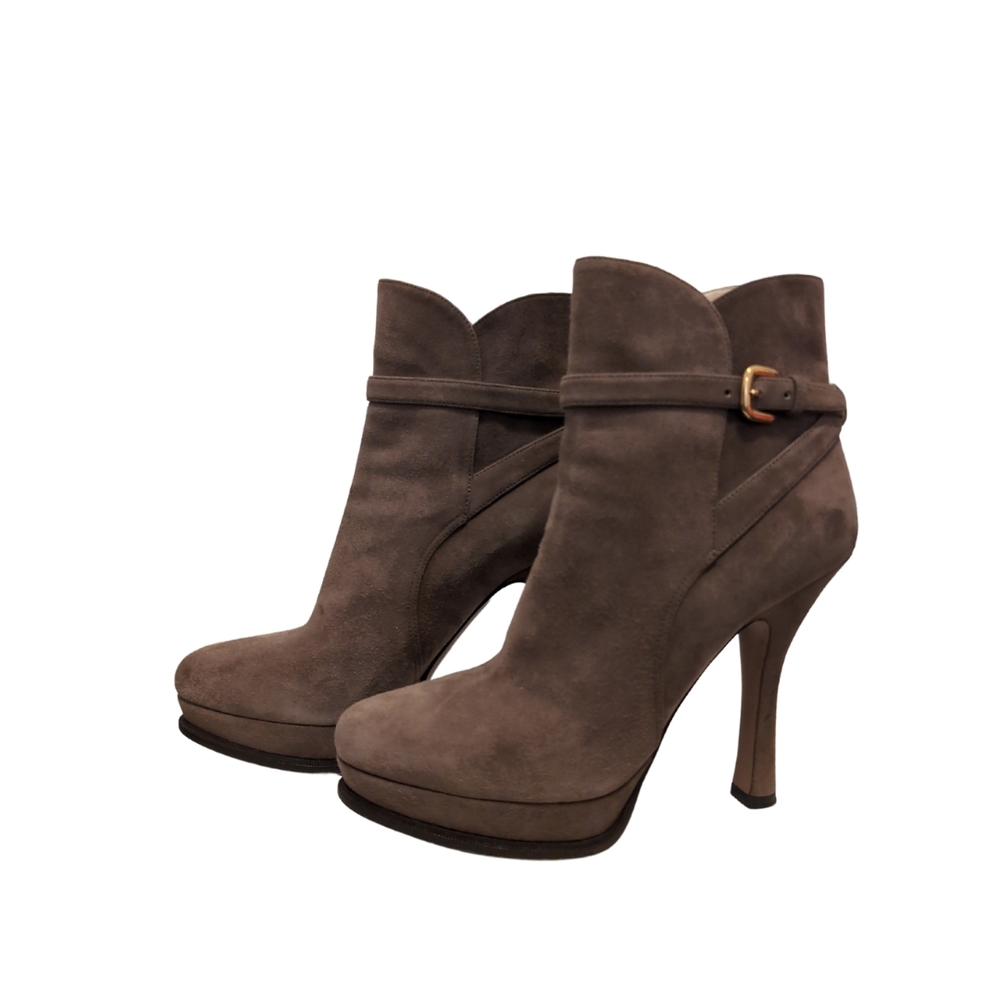 Elegant Prada Brown Suede Ankle Boots